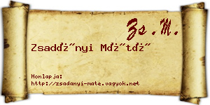 Zsadányi Máté névjegykártya